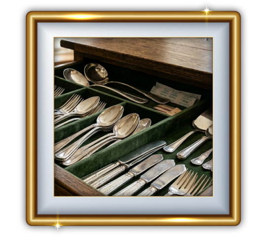 Silberbesteck, Tafelsilber, etc